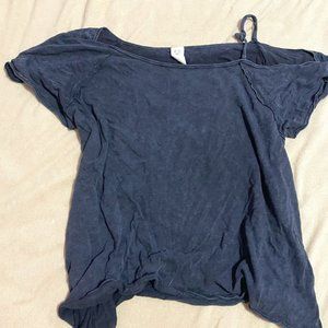 soft grey off-shoulder slouchy t shirt FREE PEOPLE - WE THE FREE